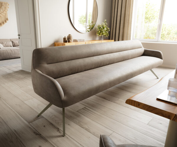 Étkezőpad Taya-Flex 300 cm mikroszálas taupe vintage kereszt láb szögletes titán színű hatású zsákrugós