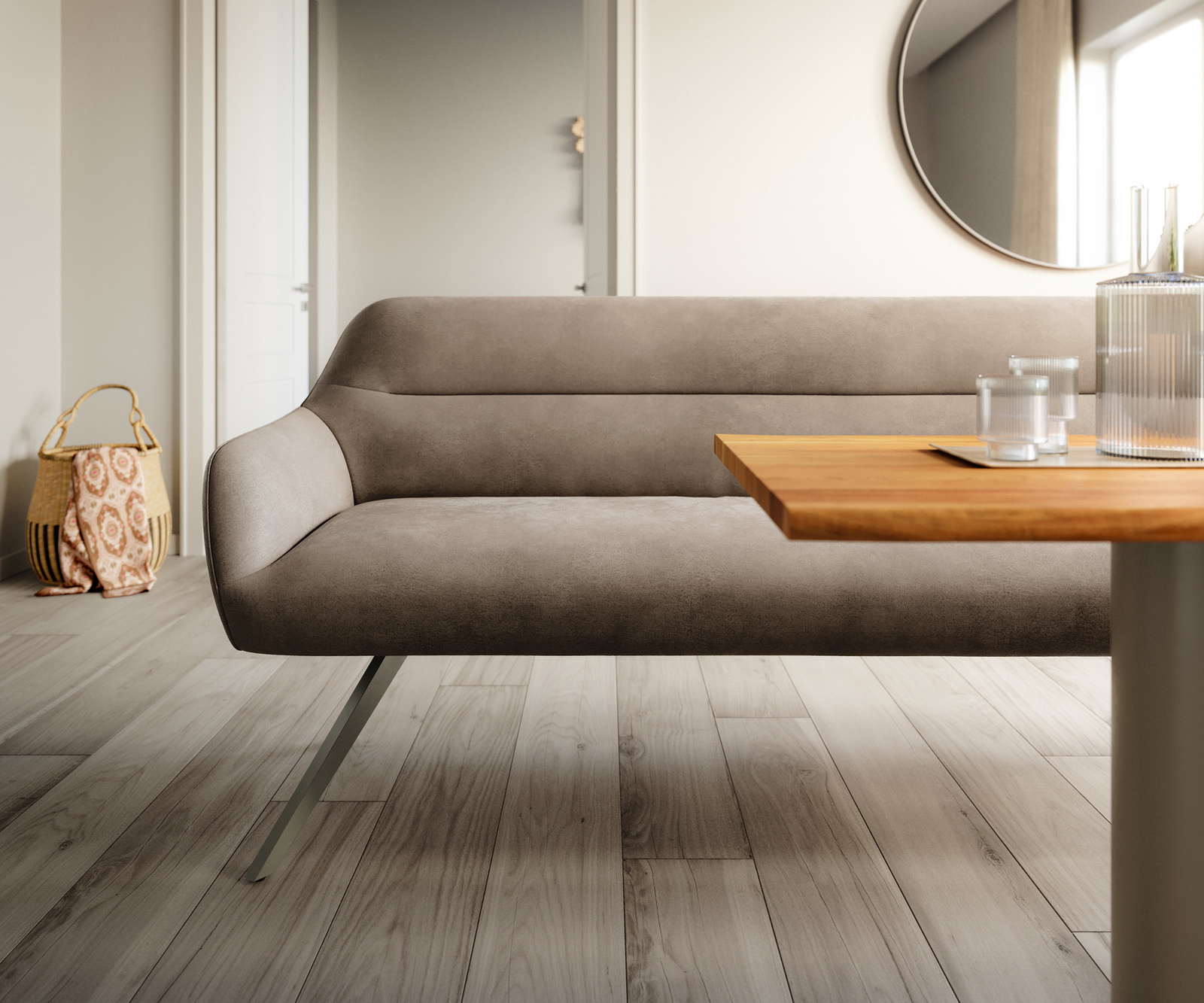 Étkezőpad Taya-Flex 300 cm mikroszálas taupe vintage kereszt láb szögletes titán színű hatású zsákrugós - Image 2