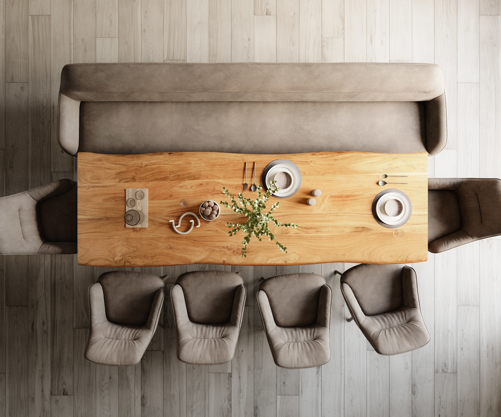 Étkezőpad Taya-Flex 300 cm mikroszálas taupe vintage kereszt láb szögletes titán színű hatású zsákrugós - Image 6