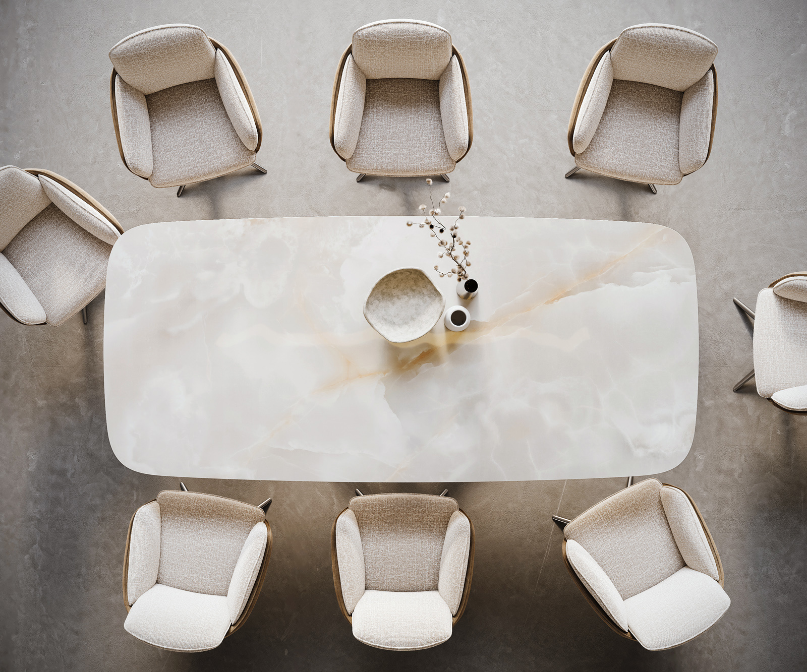 Étkezőasztal Edge hajóformájú 270x120 cm kerámia iris FMG onice grigio üveglábbal - Image 6