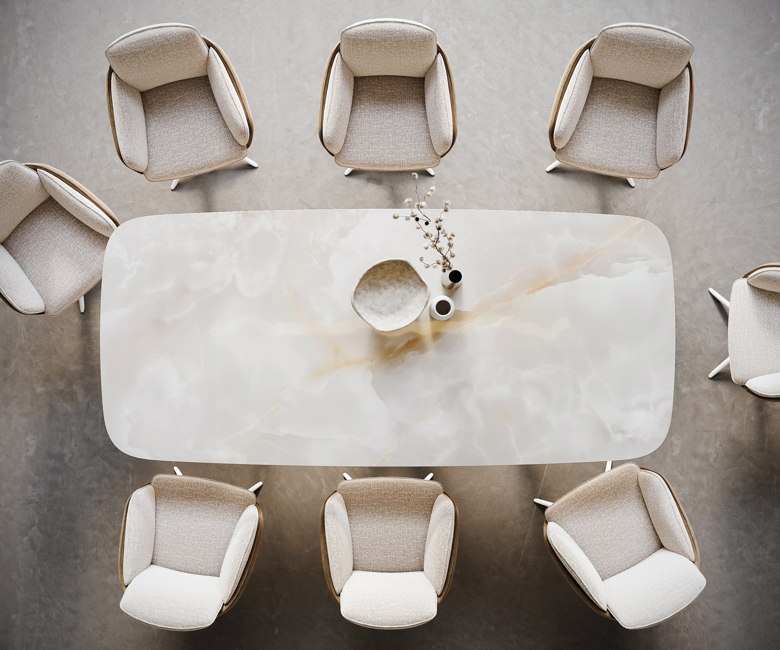 Étkezőasztal Edge hajóformájú 270x120 cm kerámia iris FMG onice grigio troa fém fehér - Image 6