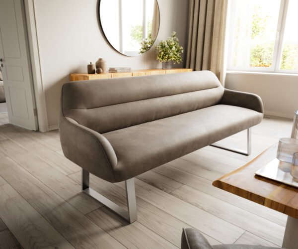 Étkezőpad Taya-Flex 200 cm mikroszálas taupe vintage vékony láb szögletes rozsdamentes acél zsákrugó