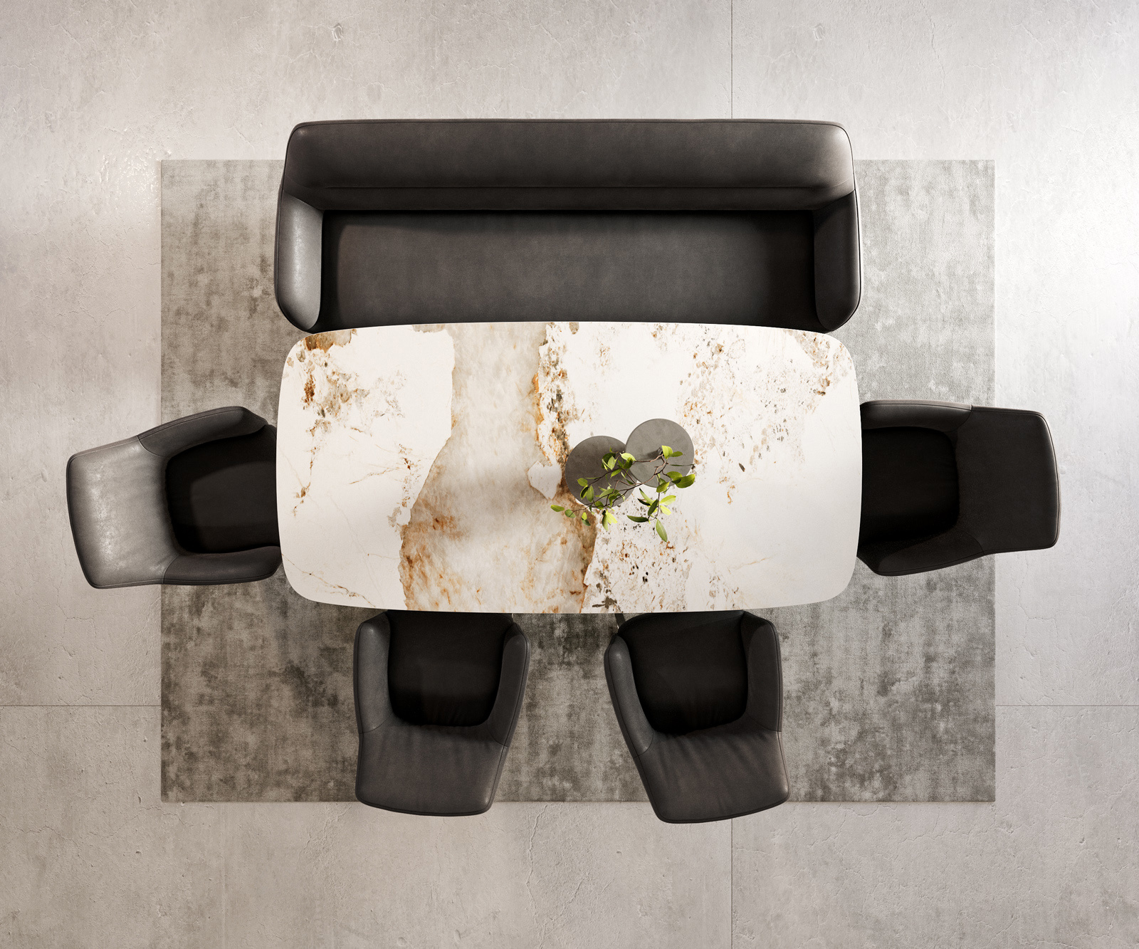 Étkezőpad Taya-Flex 200 cm mikroszálas antracit vintage vékony láb lapos rozsdamentes acél zsákrugó - Image 6