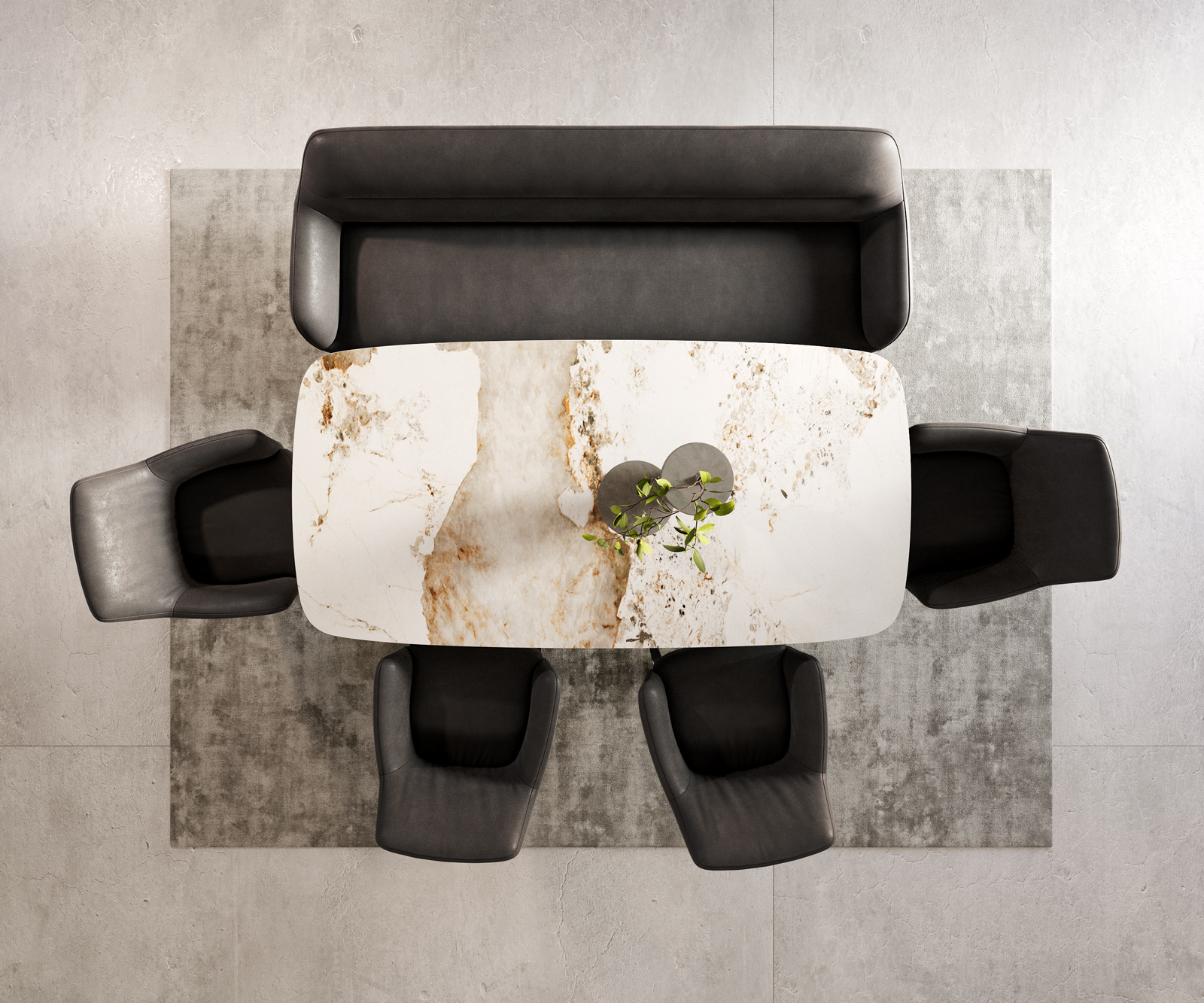 Étkezőpad Taya-Flex 200 cm mikroszálas antracit vintage vékony láb lapos fekete zsákrugó - Image 6