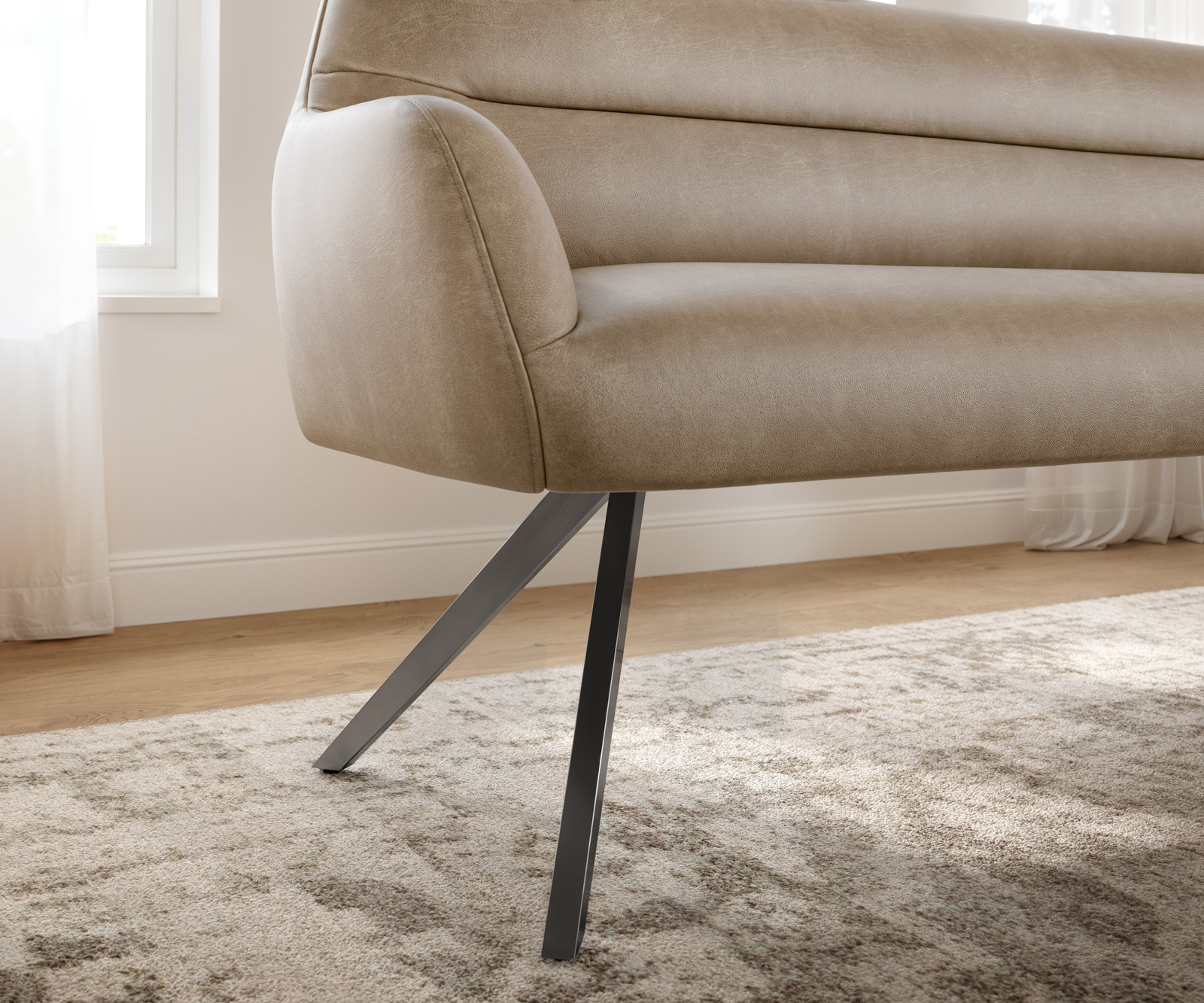 Étkezőpad Taya-Flex 200 cm mikroszálas bézs vintage kereszt láb szögletes grafit zsákrugó - Image 5