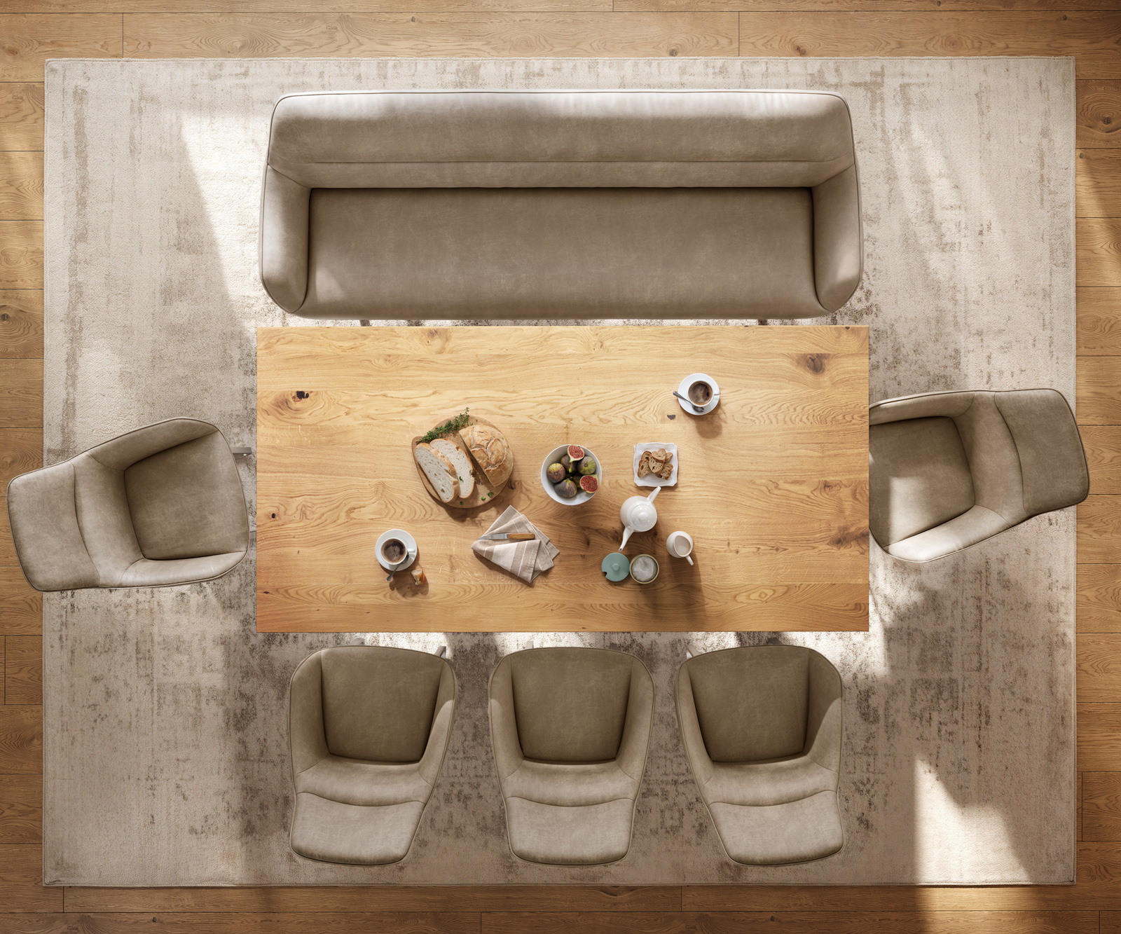 Étkezőpad Taya-Flex 200 cm mikroszálas bézs vintage kereszt láb szögletes grafit zsákrugó - Image 6