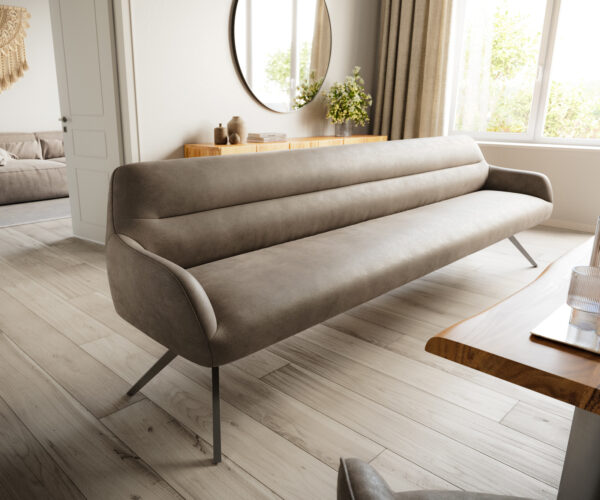 Étkezőpad Taya-Flex 300 cm mikroszálas taupe vintage kereszt láb szögletes grafit zsákrugó