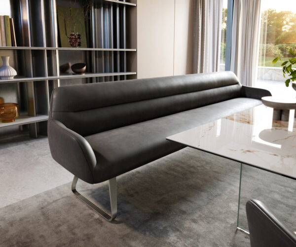 Étkezőpad Taya-Flex 300 cm mikroszálas antracit vintage vékony láb lapos rozsdamentes acél zsákrugó