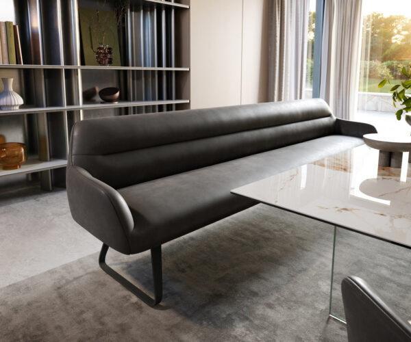 Étkezőpad Taya-Flex 300 cm mikroszálas antracit vintage vékony láb lapos fekete zsákrugó