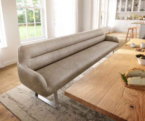 Étkezőpad Taya-Flex 300 cm mikroszálas bézs vintage vékony láb szögletes rozsdamentes acél zsákrugó