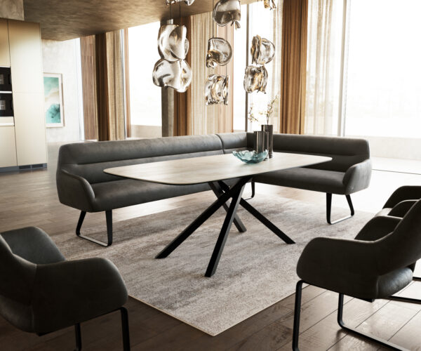 Étkezőpad Taya-Flex 285x190 cm mikroszálas antracit vintage vékony láb lapos fekete zsákrugó bal