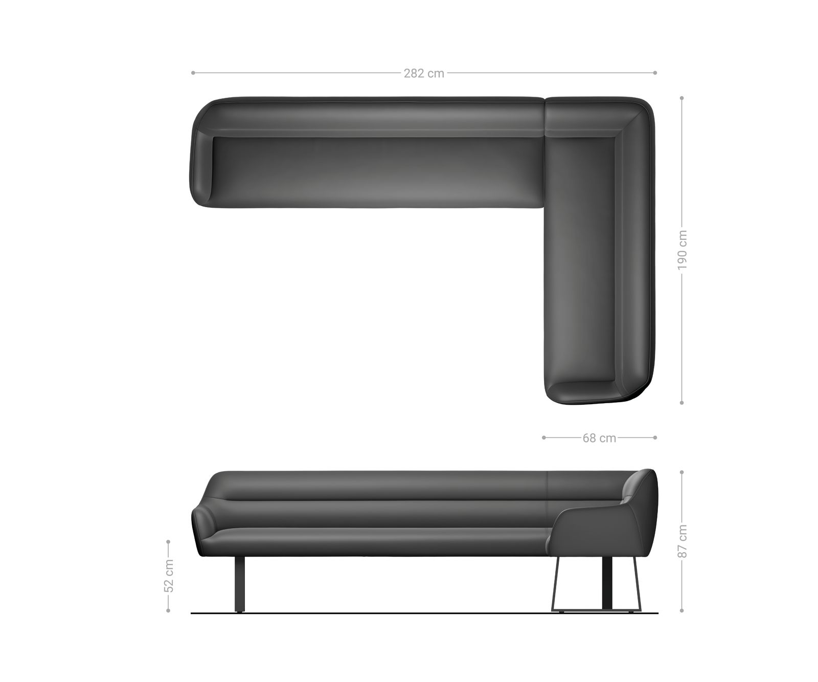 Étkezőpad Taya-Flex 285x190 cm mikroszálas antracit vintage vékony láb szögletes rozsdamentes acél zsákrugó bal - Image 8