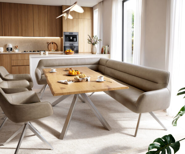 Étkezőpad Taya-Flex 285x190 cm mikroszálas bézs vintage kereszt láb szögletes rozsdamentes acél zsákrugó jobb