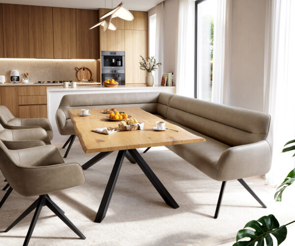 Étkezőpad Taya-Flex 285x190 cm mikroszálas bézs vintage kereszt láb szögletes fekete zsákrugó jobb