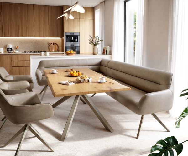 Étkezőpad Taya-Flex 285x190 cm mikroszálas bézs vintage kereszt láb szögletes titán színű hatás zsákrugós jobb