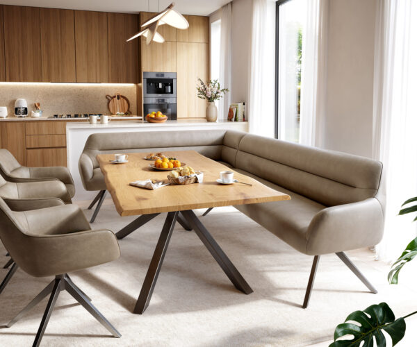 Étkezőpad Taya-Flex 285x190 cm mikroszálas bézs vintage kereszt láb szögletes grafit zsákrugó jobb