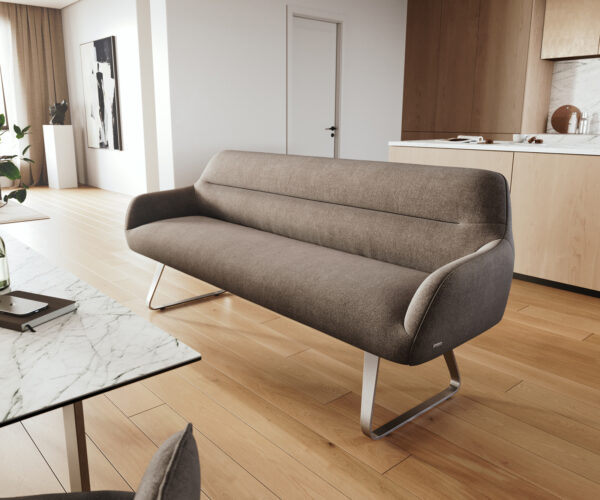 Étkezőpad Taya-Flex 200 cm strukturált szövet puha taupe vékony láb lapos rozsdamentes acél zsákrugós