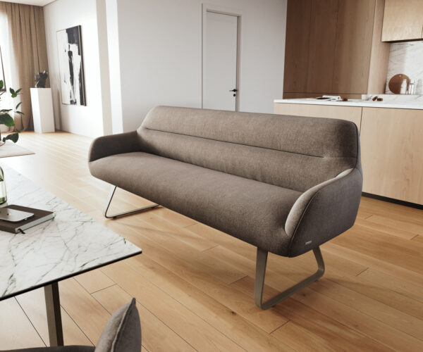 Étkezőpad Taya-Flex 200 cm strukturált szövet puha taupe vékony láb lapos titán színű hatás zsákrugós