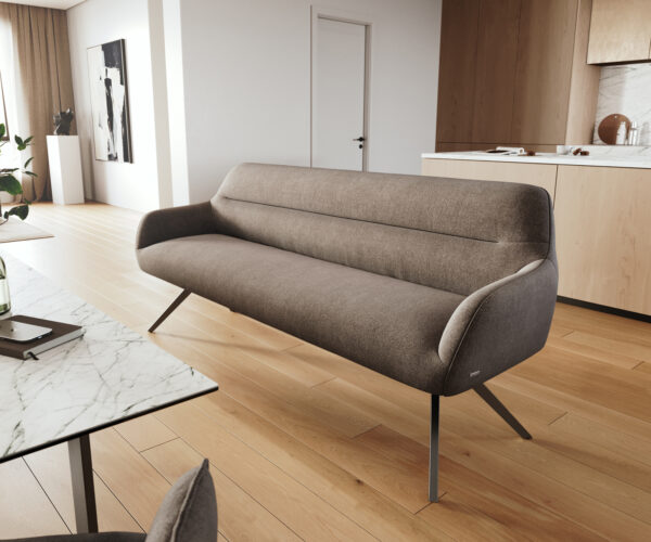 Étkezőpad Taya-Flex 200 cm strukturált szövet puha taupe kereszt láb szögletes fekete zsákrugó