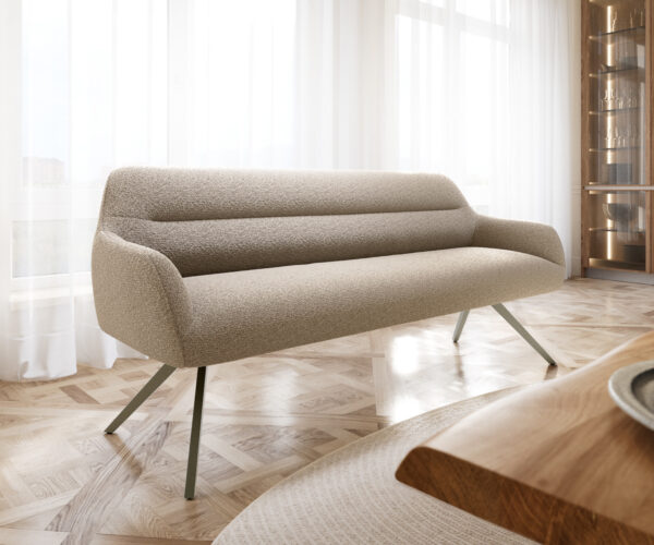 Étkezőpad Taya-Flex 200 cm bouclé sötét bézs kereszt láb szögletes titán színű effektfinish zsákrugós