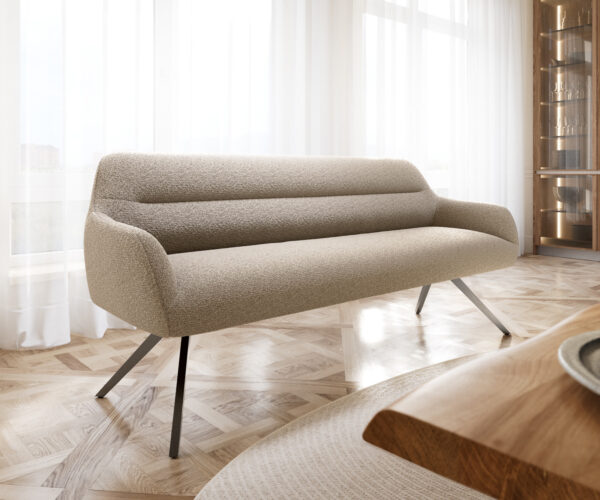 Étkezőpad Taya-Flex 200 cm bouclé sötét bézs kereszt láb szögletes grafit zsákrugó