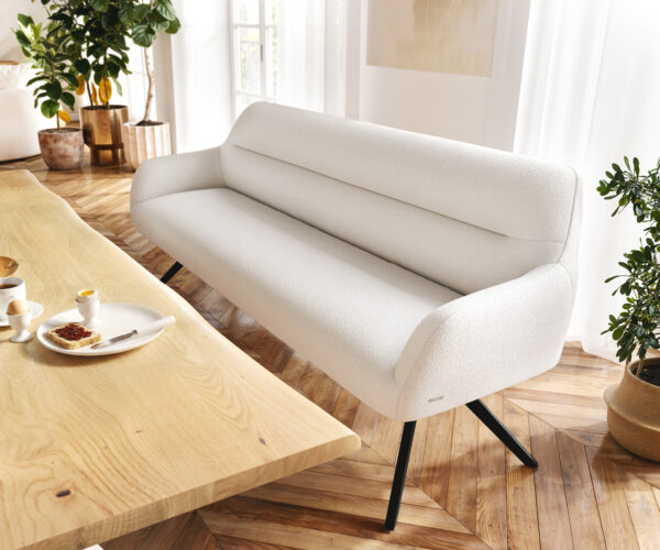 Étkezőpad Taya-Flex 200 cm bouclé krémfehér kereszt láb szögletes fekete zsákrugós