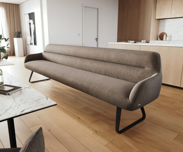 Étkezőpad Taya-Flex 300 cm strukturált szövet puha taupe vékony láb lapos fekete zsákrugó