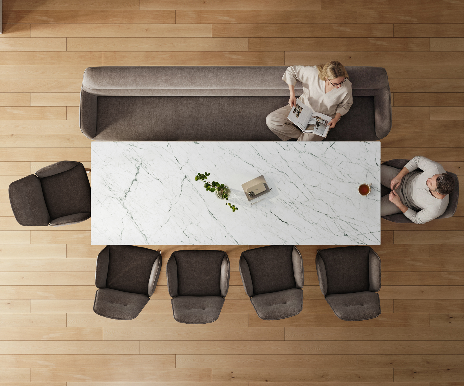 Étkezőpad Taya-Flex 300 cm strukturált szövet puha taupe kereszt láb szögletes fekete zsákrugó - Image 6