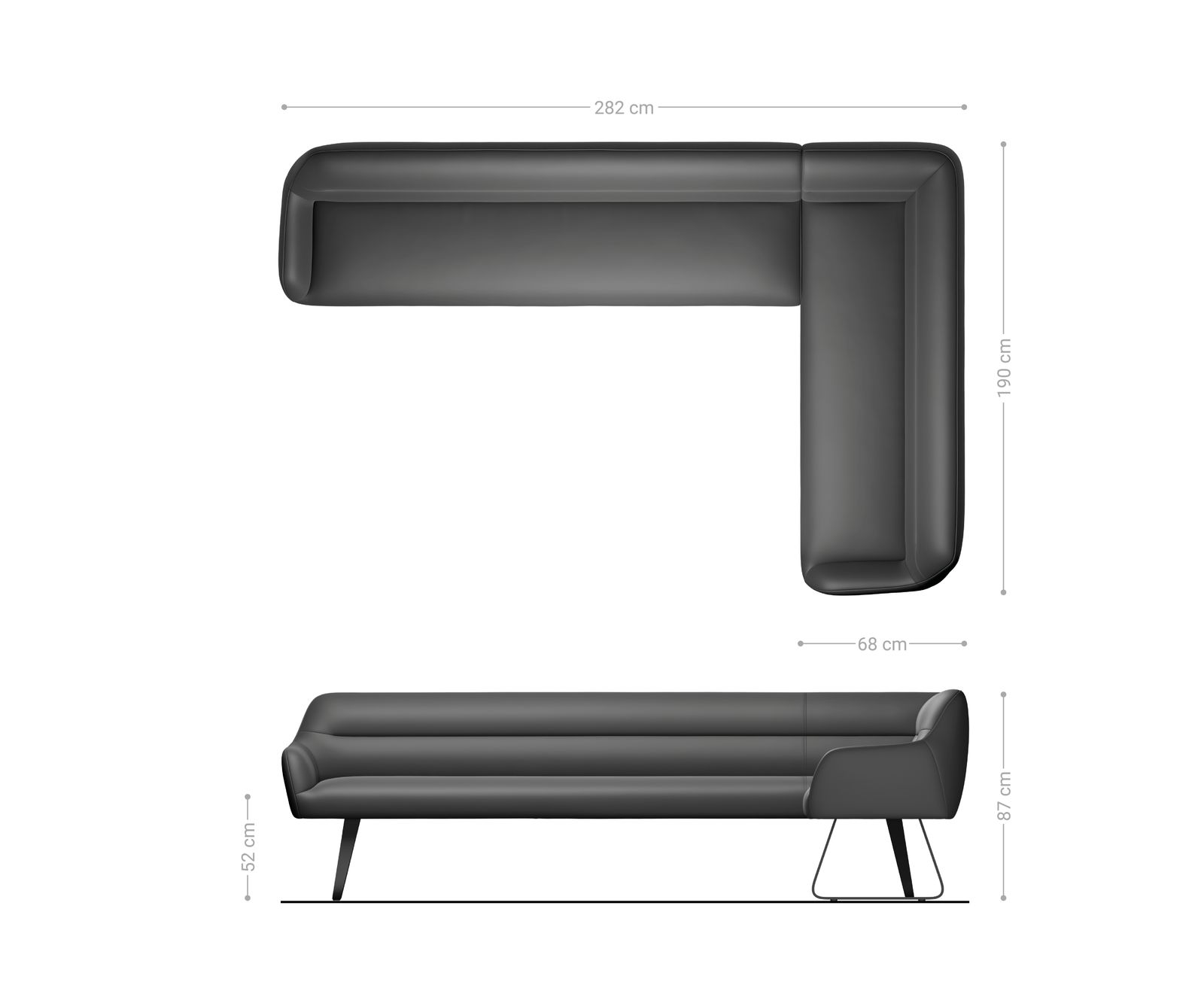 Étkezőpad Taya-Flex 285x190 cm bouclé sötét bézs vékony láb lapos titán színű hatású zsákrugós bal - Image 8