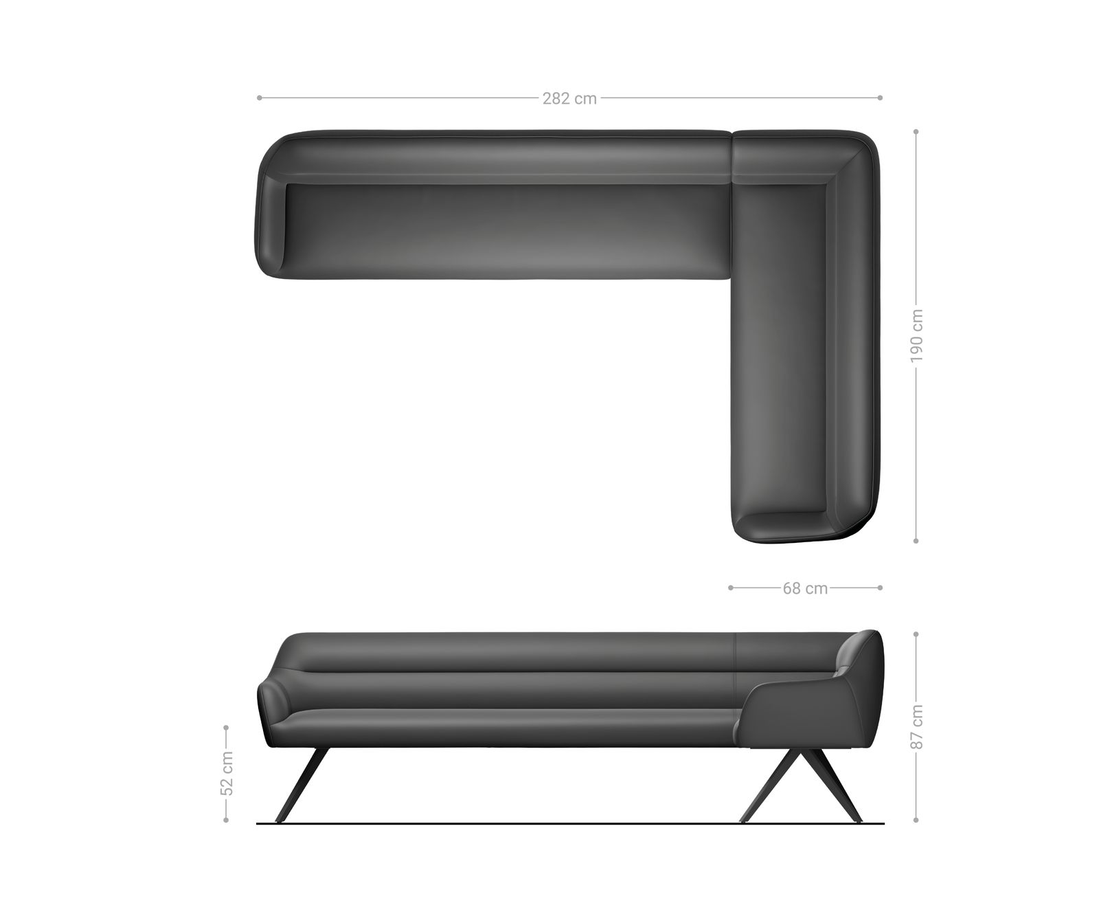 Étkezőpad Taya-Flex 285x190 cm bouclé sötét bézs kereszt láb szögletes grafit zsákrugó bal - Image 8