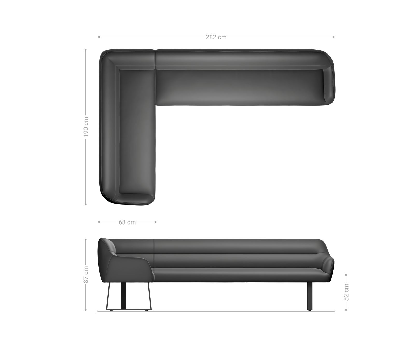 Étkezőpad Taya-Flex 285x190 cm strukturált szövet puha taupe vékony láb szögletes rozsdamentes acél zsákrugó jobb - Image 8
