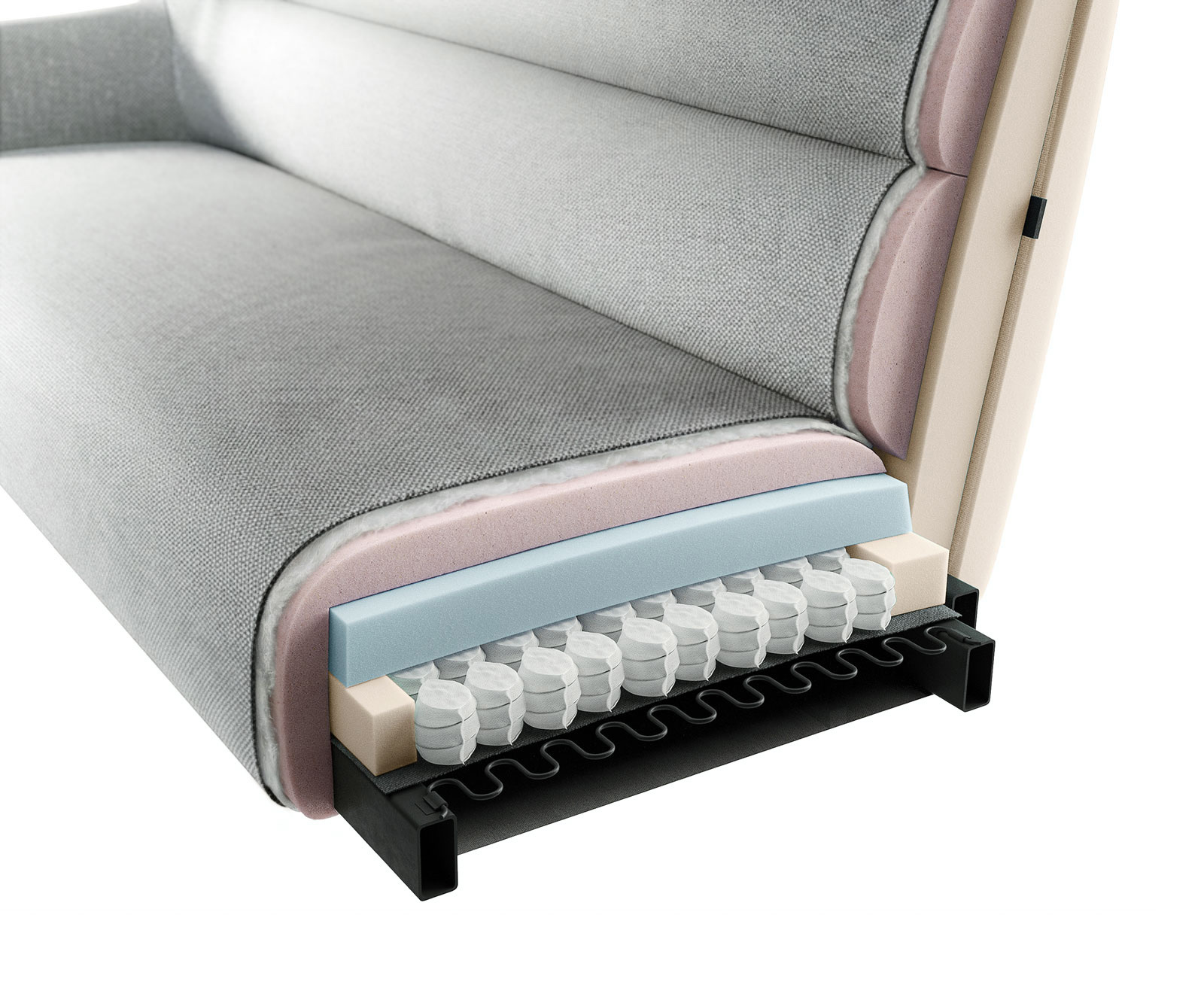 Étkezőpad Taya-Flex 285x190 cm strukturált szövet puha taupe vékony láb szögletes rozsdamentes acél zsákrugó jobb - Image 9
