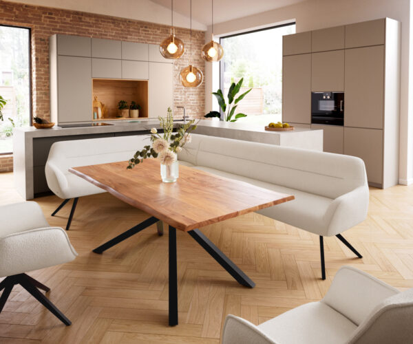 Étkezőpad Taya-Flex 285x190 cm bouclé krémfehér kereszt láb szögletes fekete zsákrugó jobb