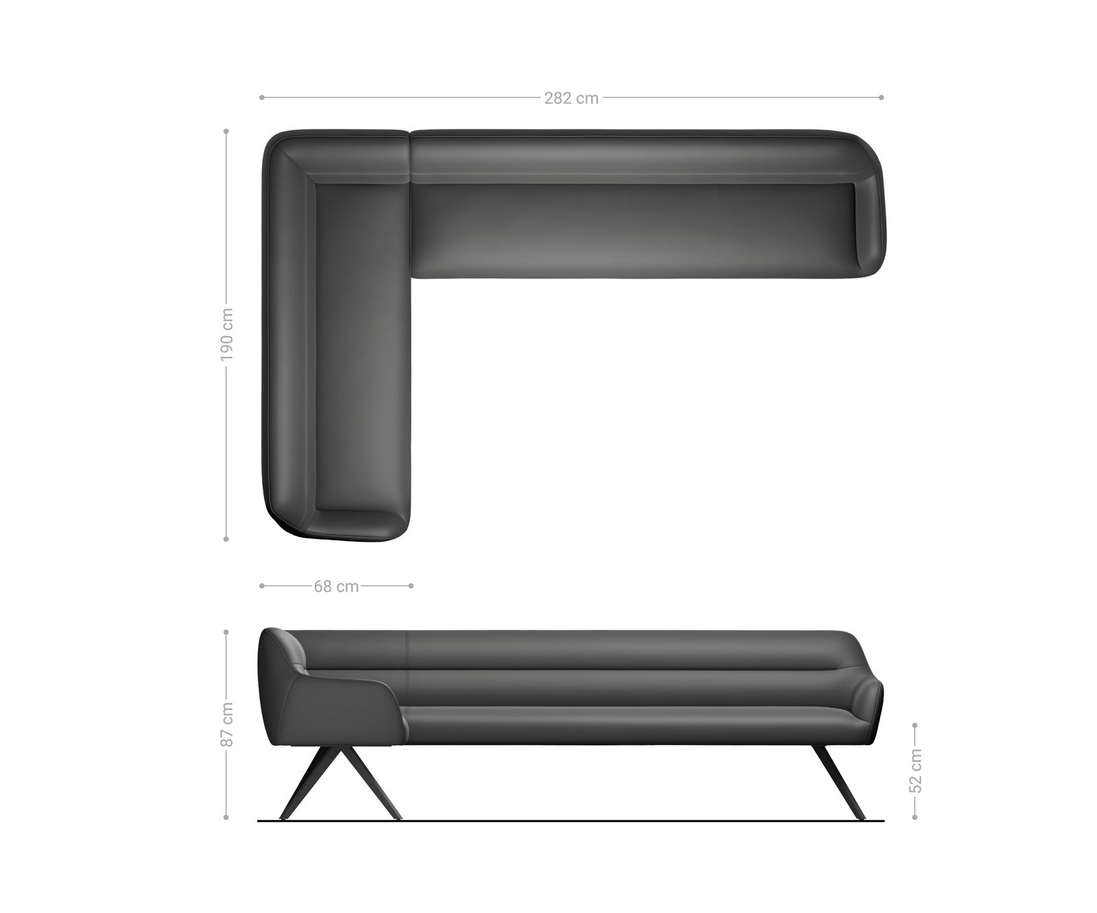 Étkezőpad Taya-Flex 285x190 cm bouclé krémfehér kereszt láb szögletes grafit zsákrugó jobb - Image 8