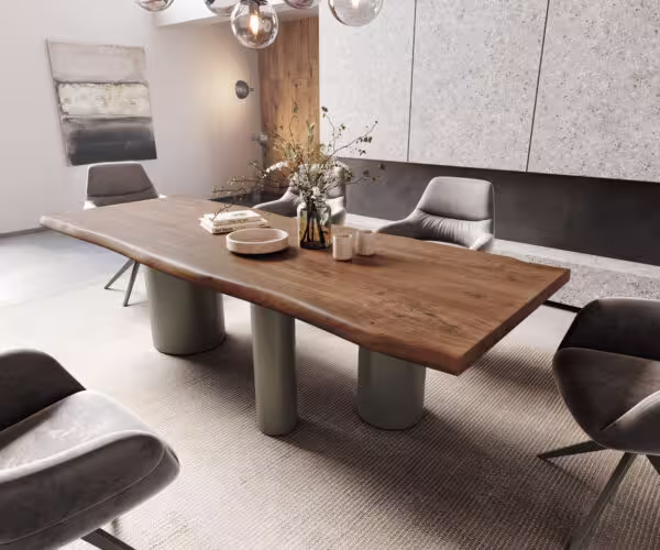 Étkezőasztal Edge 260x100 XL akác barna Troa fém titán színű effekt finish Live-Edge