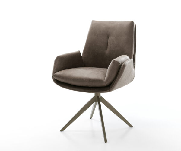 Étkezőszék Clea-Flex mikroszálas taupe vintage kereszt láb széles titán színű 360° forgatható billenő