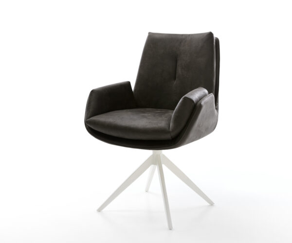 Étkezőszék Clea-Flex mikroszálas antracit vintage kereszt láb széles fehér 360° forgatható billenő funkció