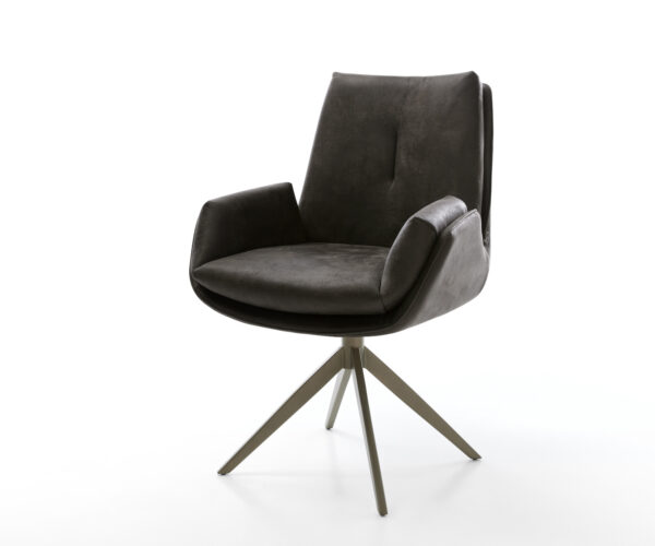Étkezőszék Clea-Flex mikroszálas antracit vintage kereszt láb széles titán színű 360° forgatható billenő