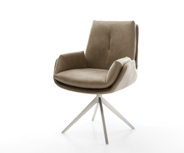 Étkezőszék Clea-Flex mikroszálas bézs vintage kereszt láb széles rozsdamentes acél 360° forgatható billenő