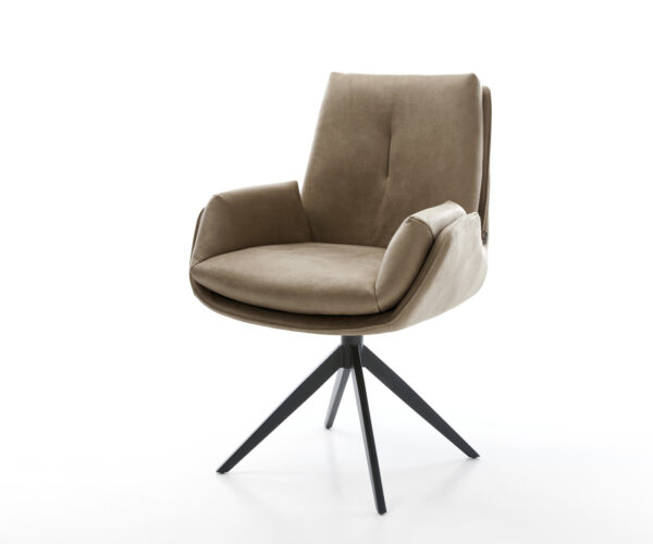 Étkezőszék Clea-Flex mikroszálas bézs vintage kereszt láb széles fekete 360° forgatható billenő