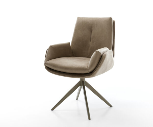 Étkezőszék Clea-Flex mikroszálas bézs vintage kereszt láb széles titán színű 360° forgatható billenő funkció