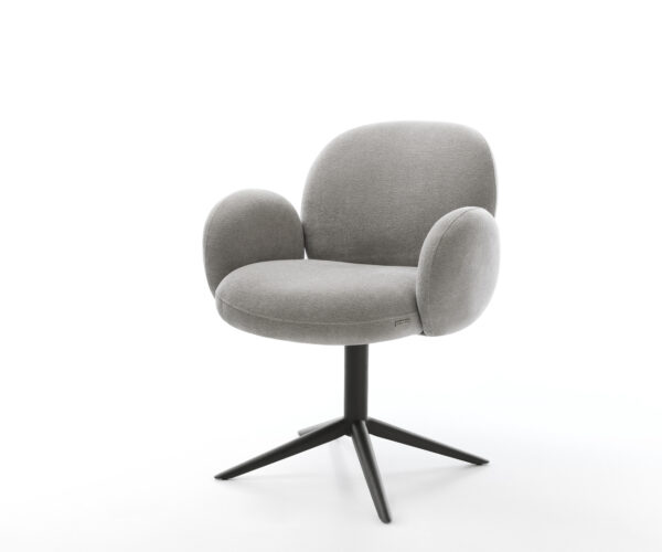 Étkezőszék Nube-Flex karfás strukturált szövet puha szürke fekete kereszt láb 360° forgatható billenő zsákrugós