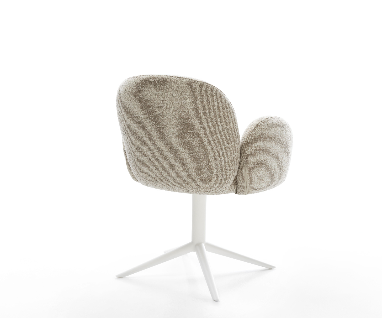 Étkezőszék Nube-Flex karfás szövetszövet puha bézs fehér kereszt láb 360° forgatható billenő zsákrugós - Image 5