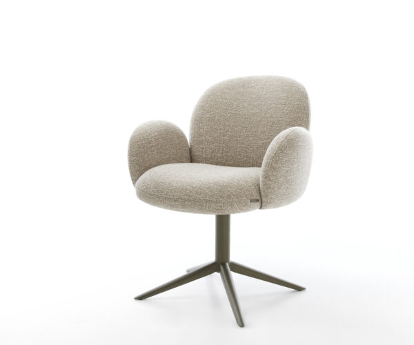 Étkezőszék Nube-Flex karfás szövetszövet puha bézs kereszt láb titán színű hatvan fokban forgatható billenő zsákrugós