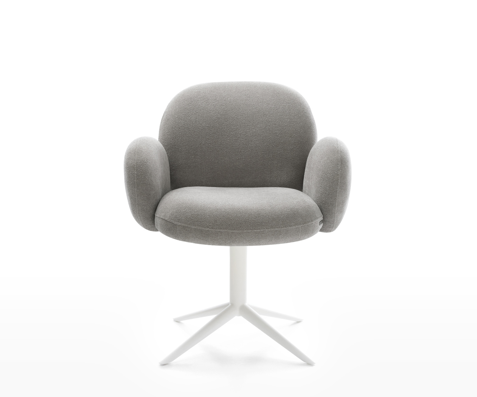 Étkezőszék Nube-Flex kárpitozott karfás strukturált szövet puha szürke fehér kereszt láb 360° forgatható billenő zsákrugós - Image 2