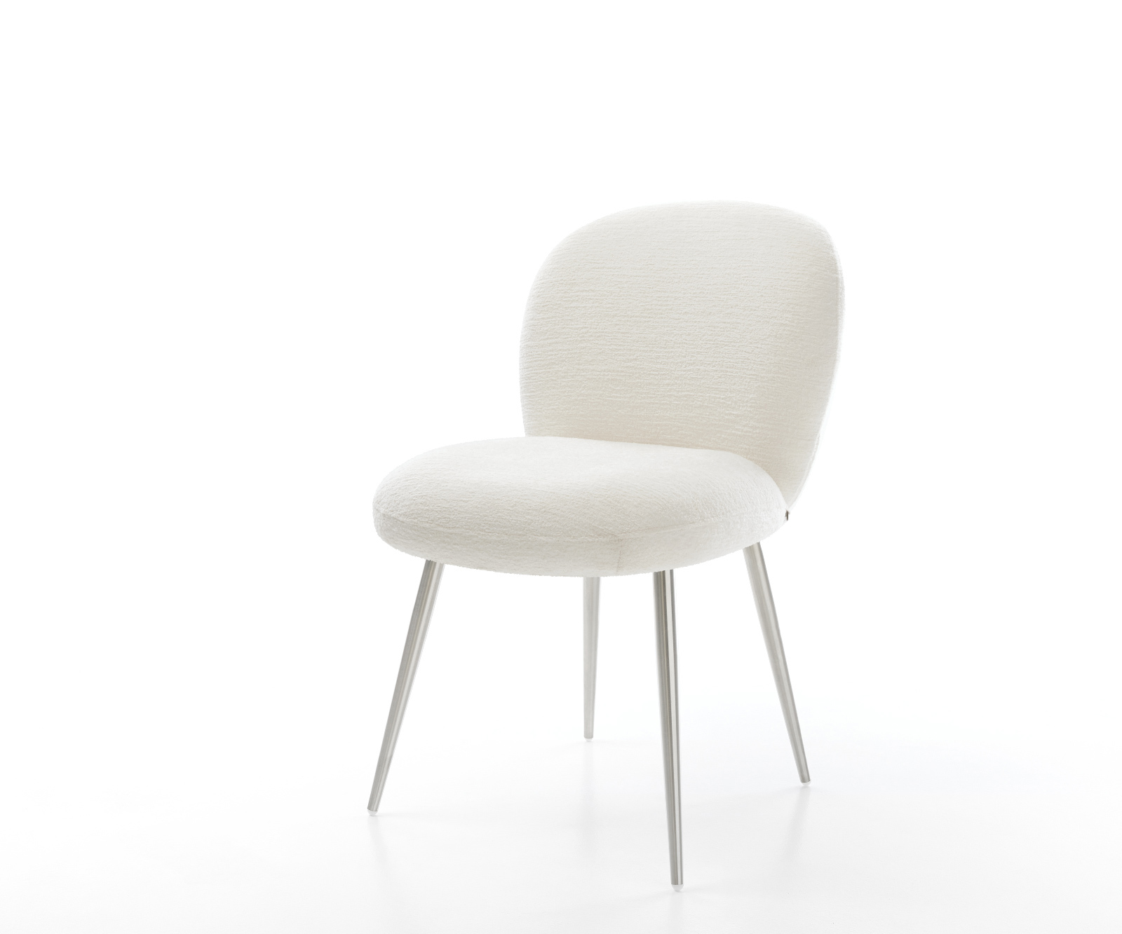 Étkezőszék Nube-Flex bouclé puha bézs 4 láb kúpos rozsdamentes acél zsákrugó