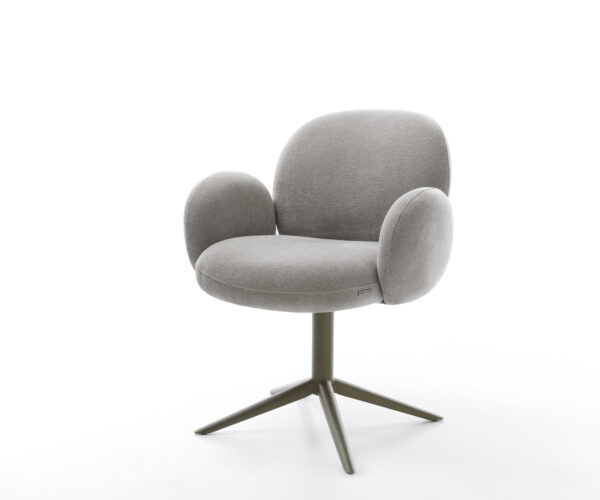 Étkezőszék Nube-Flex karfás strukturált szövet puha szürke kereszt láb titán színű hatvan fokban forgatható billenő zsákrugós