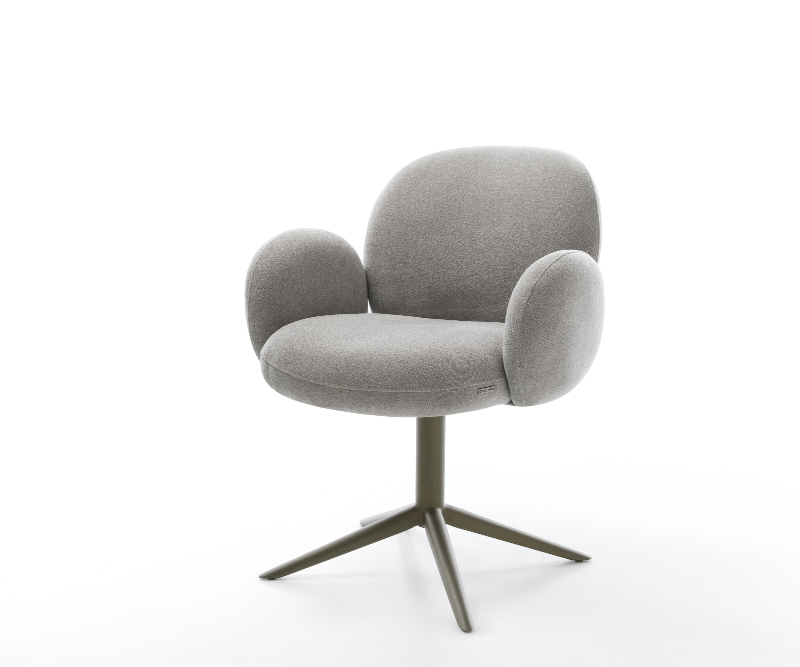 Étkezőszék Nube-Flex karfás strukturált szövet puha szürke kereszt láb titán színű hatvan fokban forgatható billenő zsákrugós