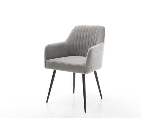 Étkezőszék Greg-Flex strukturált szövet puha szürke 4 lábas kúpos fekete zsákrugós