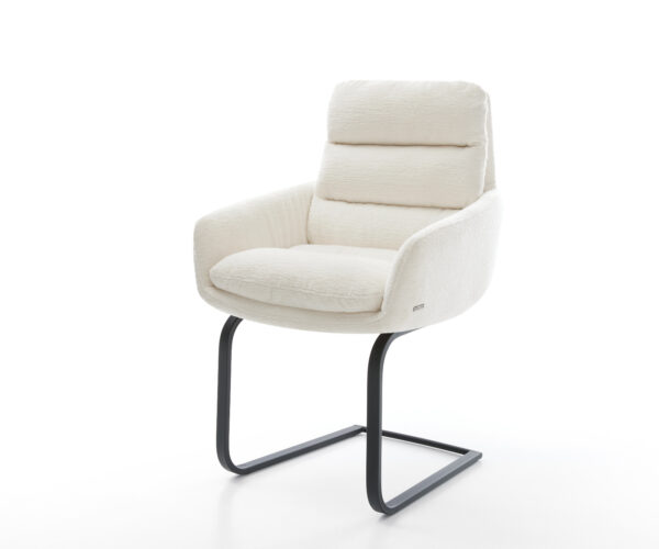 Étkezőszék Abelia-Flex karfás bouclé puha bézs konzolos lapos fekete